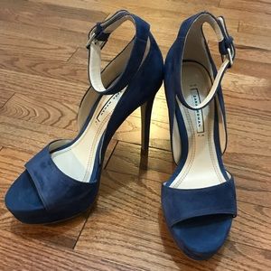 Zara Navy Suede Heels
